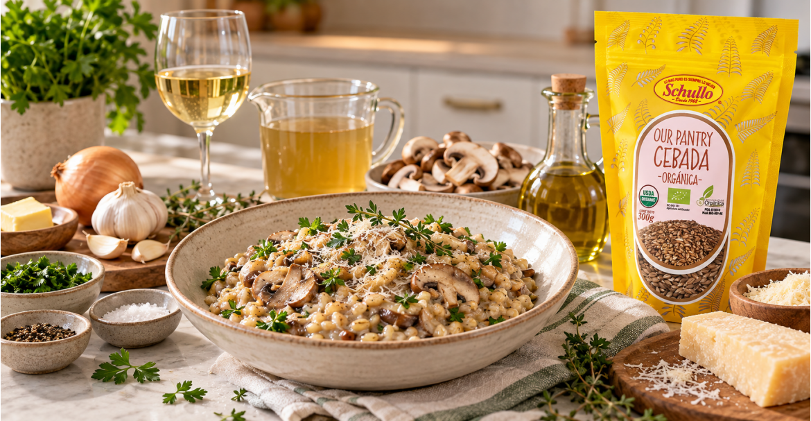 Risotto Cremoso de Champiñones y Cebada